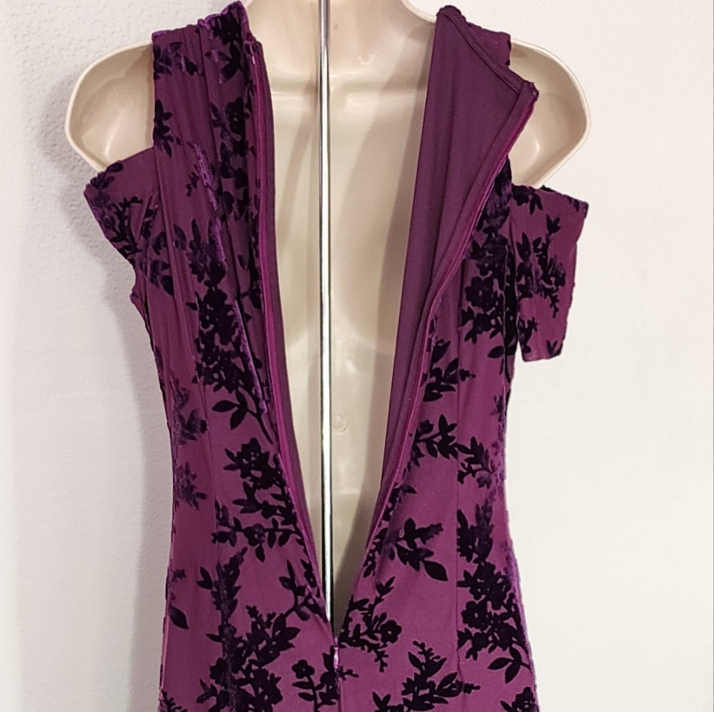 Calvin Klein Dress Velvet Burnout Sheath Purple Size 4 - Picture 6 of 13
